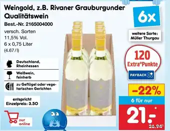 Netto Marken-Discount Weingold, z.B. Rivaner Grauburgunder Qualitätswein Angebot