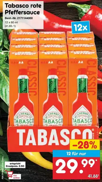 Netto Marken-Discount Tabasco rote Pfeffersauce Angebot