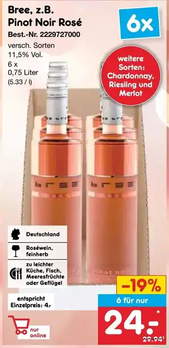 Netto Marken-Discount Bree, z.B. Pinot Noir Rosé Angebot