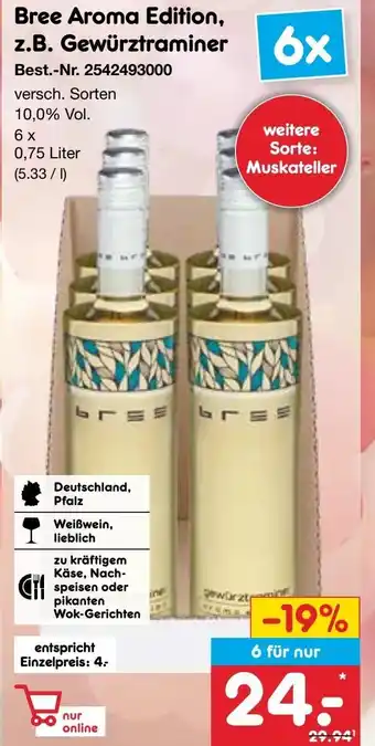 Netto Marken-Discount Bree Aroma Edition, z.B. Gewürztraminer Angebot