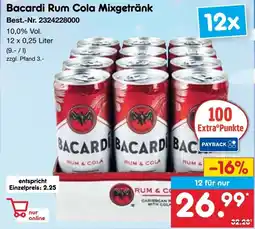 Netto Marken-Discount Bacardi Rum Cola Mixgetränk Angebot