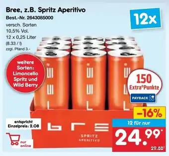 Netto Marken-Discount Bree, z.B. Spritz Aperitivo Angebot