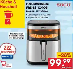 Netto Marken-Discount Heißluftfritteuse FRE-SS-10905 SOGO Angebot