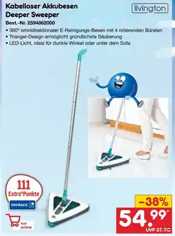 Netto Marken-Discount livington Kabelloser Akkubesen Deeper Sweeper Angebot