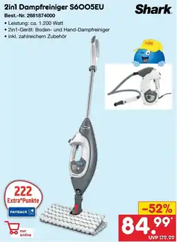 Netto Marken-Discount 2in1 Dampfreiniger S6005EU Shark Angebot