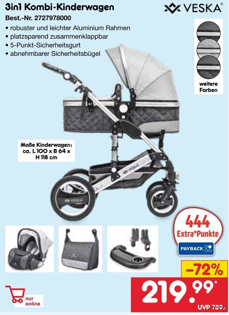 VESKA 3in1 Kombi-Kinderwagen Angebot bei Netto Marken-Discount