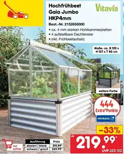 Netto Marken-Discount Vitavía Hochfrühbeet Gaia Jumbo HKP4mm Angebot