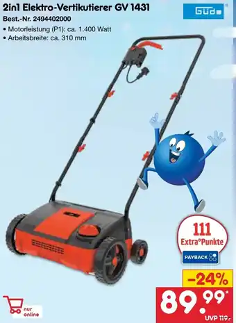 Netto Marken-Discount Güde 2in1 Elektro-Vertikutierer GV 1431 Angebot