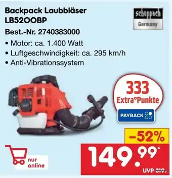 Netto Marken-Discount scheppach Backpack Laubbläser LB5200BP Angebot