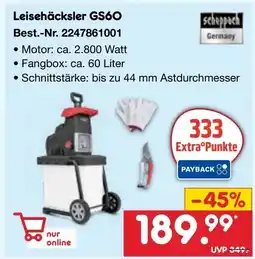 Netto Marken-Discount Scheppach Leisehäcksler GS60 Angebot