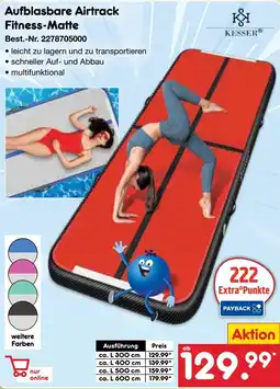 Netto Marken-Discount KESSER Aufblasbare Airtrack Fitness-Matte Angebot