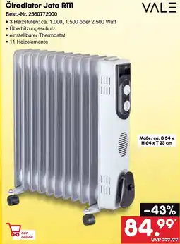 Netto Marken-Discount VALE Ölradiator Jata R111 Angebot