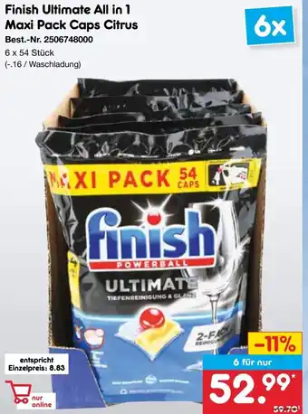 Netto Marken-Discount Finish Ultimate All in 1 Maxi Pack Caps Citrus Angebot