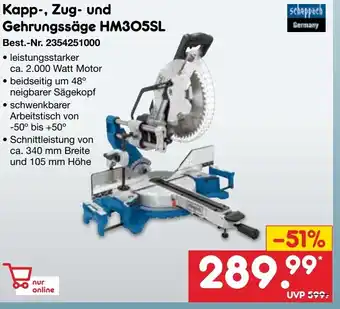 Netto Marken-Discount scheppach Kapp-, Zug- und Gehrungssäge HM305SL Angebot