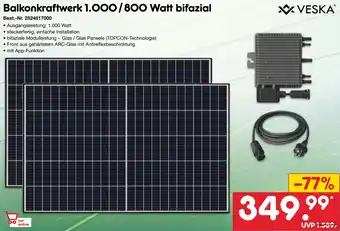 Netto Marken-Discount VESKA Balkonkraftwerk 1.000/800 Watt bifazial Angebot