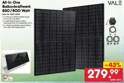 Netto Marken-Discount VALE All-In-One Balkonkraftwerk 830/800 Watt Angebot