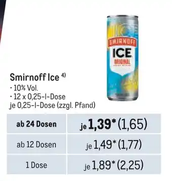 METRO Smirnoff Ice Angebot