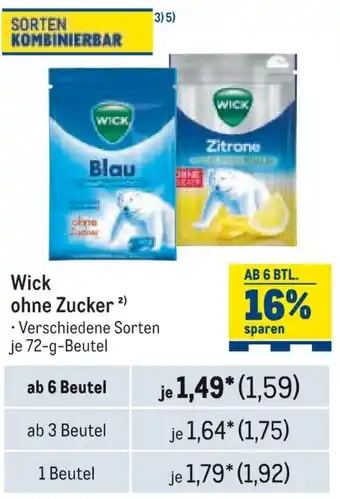 METRO Wick ohne Zucker Angebot