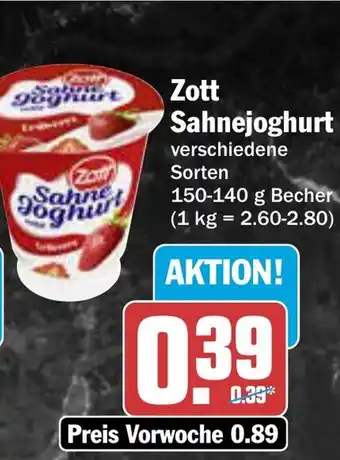 AEZ Zott Sahnejoghurt Angebot