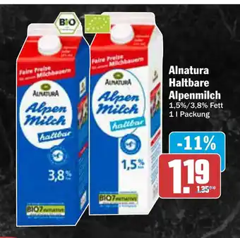 AEZ Alnatura Haltbare Alpenmilch Angebot