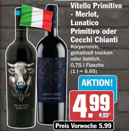 AEZ Vitello Primitivo Merlot, Lunatico Primitivo oder Cecchi Chianti Angebot