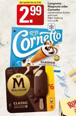 WEZ Langnese Magnum oder Cornetto Angebot