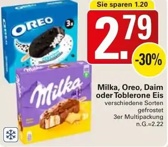 WEZ Milka, Oreo, Daim oder Toblerone Eis Angebot