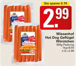 WEZ Wiesenhof Hot Dog Geflügel Würstchen Angebot