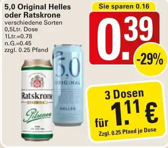 WEZ 5,0 Original Helles oder Ratskrone Angebot