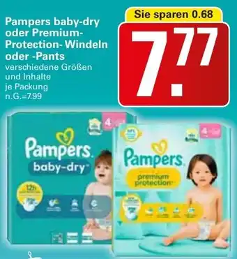 WEZ Pampers baby-dry oder Premium- Protection-Windeln oder -Pants Angebot