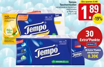 WEZ Tempo Taschentücher Angebot