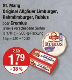 V Markt St. Mang Original Allgäuer Limburger, Rahmlimburger, Rubius oder Cremius Angebot