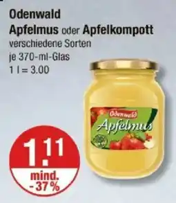 V Markt Odenwald Apfelmus oder Apfelkompott Angebot