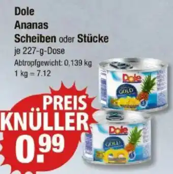 V Markt Dole Ananas Scheiben oder Stücke Angebot