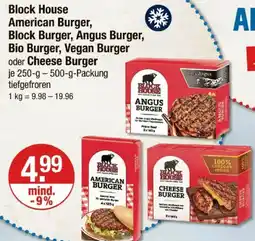 V Markt Block House American Burger, Block Burger, Angus Burger, Bio Burger, Vegan Burger oder Cheese Burger Angebot