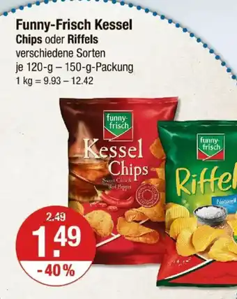 V Markt Funny-Frisch Kessel Chips oder Riffels Angebot