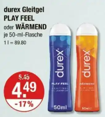 V Markt durex Gleitgel PLAY FEEL oder WÄRMEND Angebot