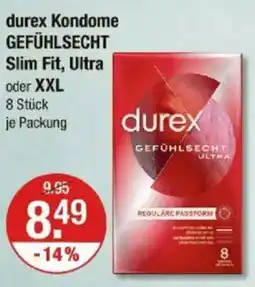 V Markt durex Kondome GEFÜHLSECHT Slim Fit, Ultra oder XXL Angebot