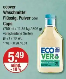 V Markt ecover Waschmittel Flüssig, Pulver oder Caps Angebot