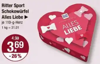 V Markt Ritter Sport Schokowürfel Alles Liebe Angebot