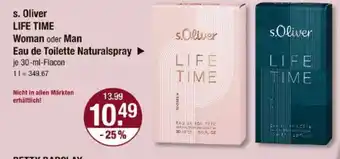 V Markt s.Oliver LIFE TIME Woman oder Man Eau de Toilette Naturalspray Angebot