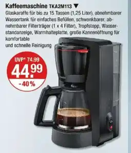 V Markt Kaffeemaschine TKA2M113 Angebot