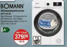 V Markt BOMANN Wärmepumpentrockner WPT7153 Angebot