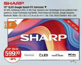 V Markt SHARP 70" QLED Google Smart-TV 70GP6260E Angebot