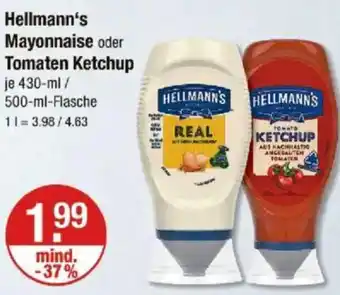 V Markt Hellmann's Mayonnaise oder Tomaten Ketchup Angebot