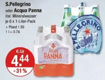 V Markt S.Pellegrino oder Acqua Panna Angebot