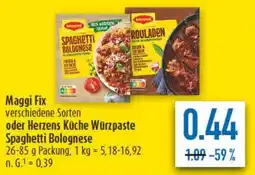 diska Maggi Fix oder Herzens Küche Würzpaste Spaghetti Bolognese Angebot