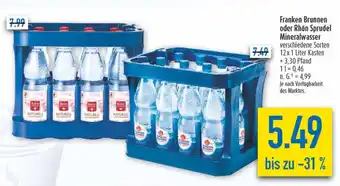 diska Franken Brunnen oder Rhön Sprudel Mineralwasser Angebot