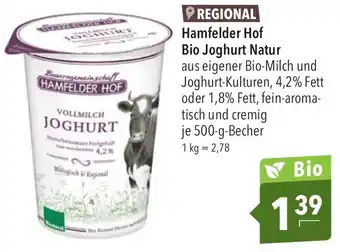 CITTI Markt Hamfelder Hof Bio Joghurt Natur Angebot