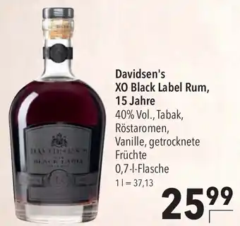 CITTI Markt Davidsen's XO Black Label Rum, 15 Jahre Angebot